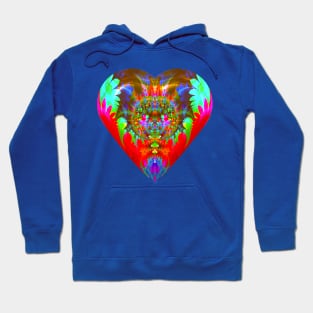 Red Blue Green Funky Fractal Heart Hoodie